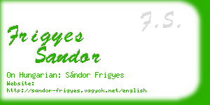 frigyes sandor business card