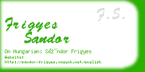 frigyes sandor business card